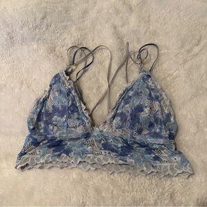 Aerie Blue and White Lace Floral Bralette